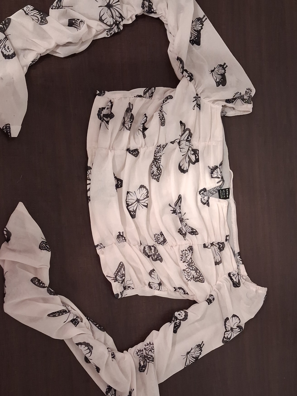 SHEIN White Top with Black Butterfly Motif